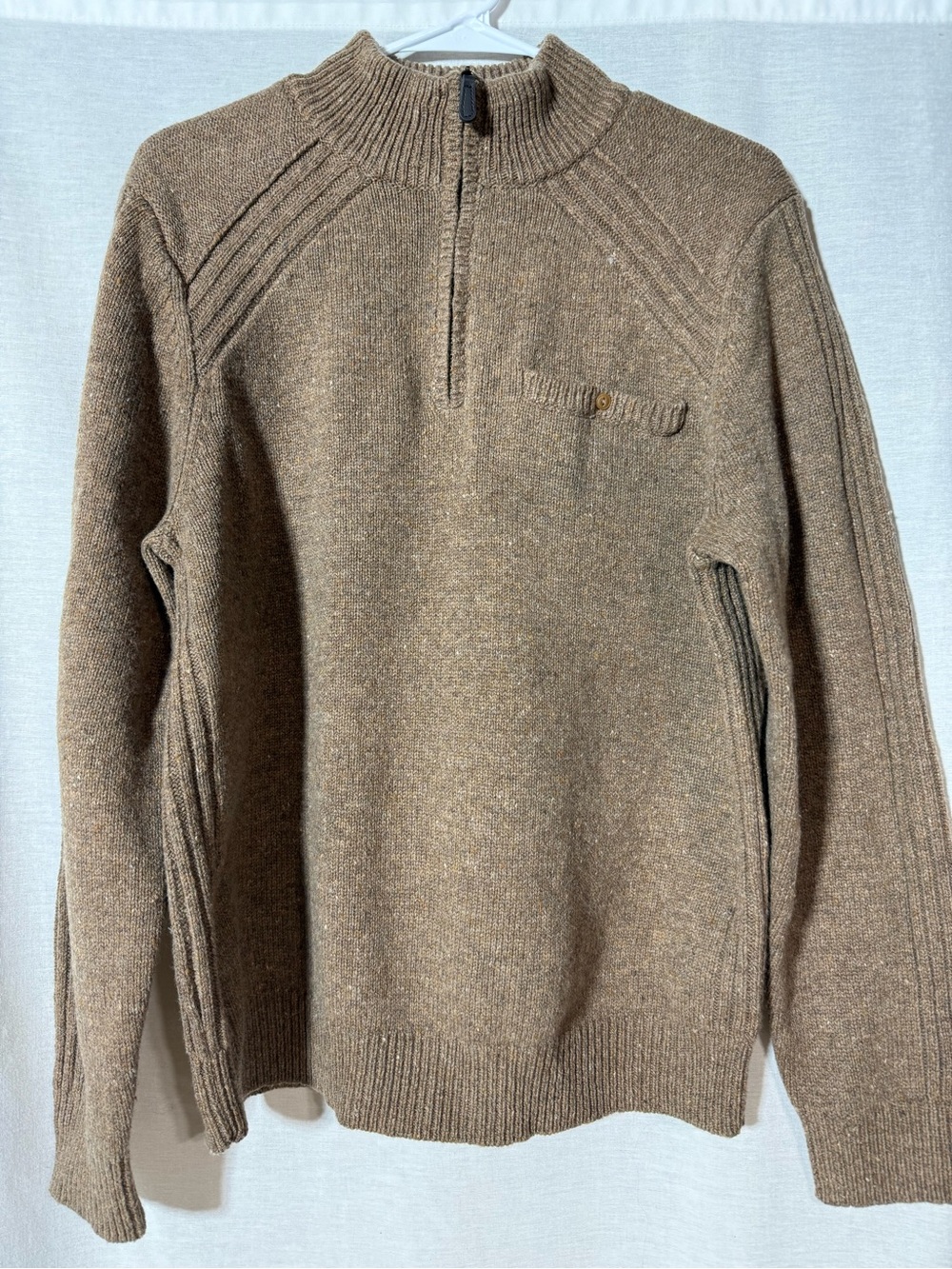 L.L. Bean Men's Brown Zip-Front Merino Wool Knit Sweater Size Medium